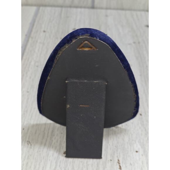 Vtg Sacred Heart Pewter Mary Marked Italy Cobalt Blue Easel Display Religious - Picture 5 of 6